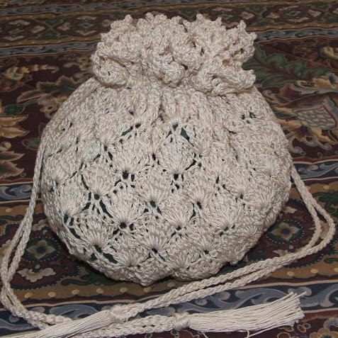Wedding Flower on Vintage Style Drawstring Bag Free Crochet Pattern   Cobblerscabin S
